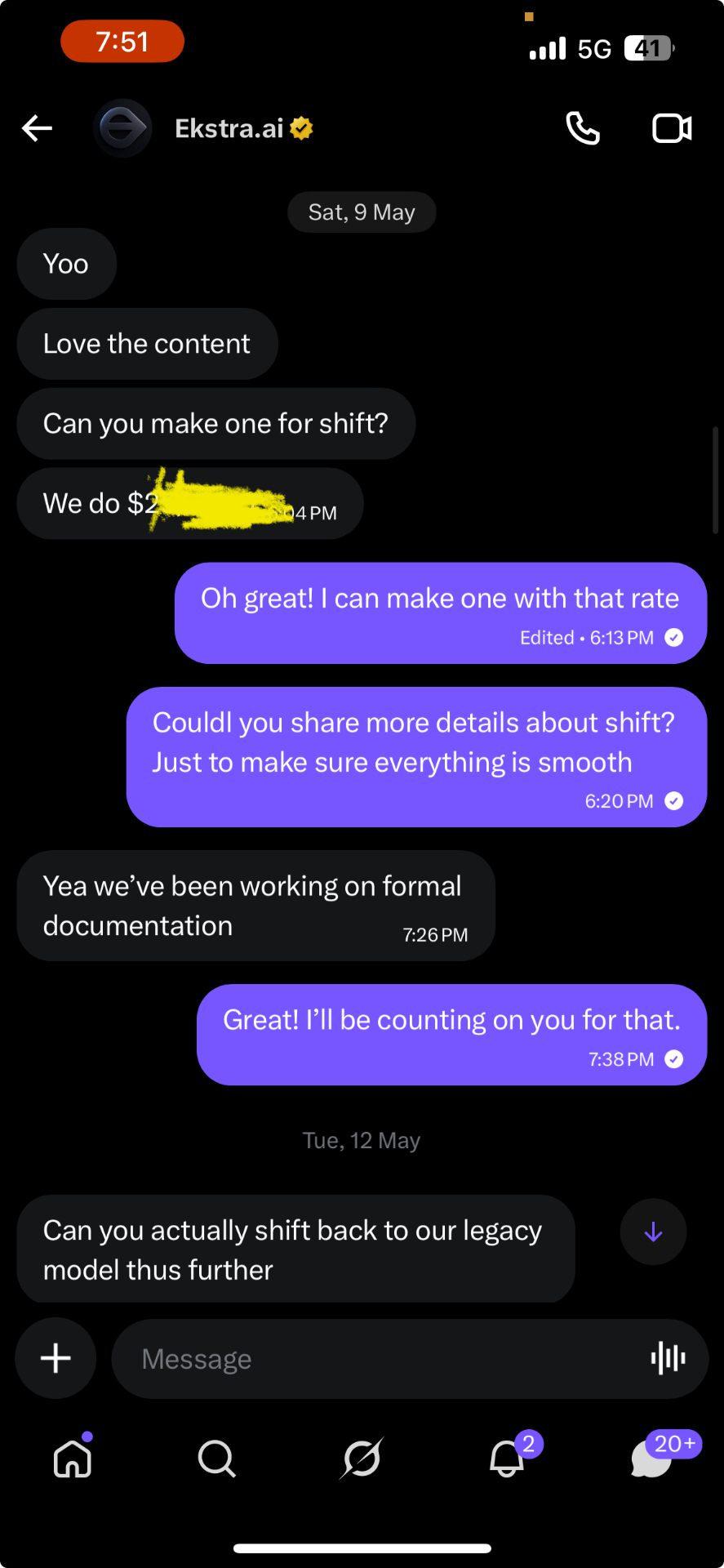 Follow-up with ekstra.ai