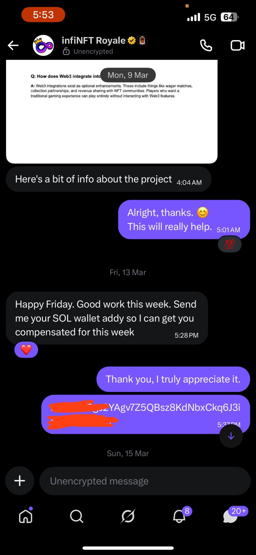 InfiNFT Royale feedback and payment confirmation